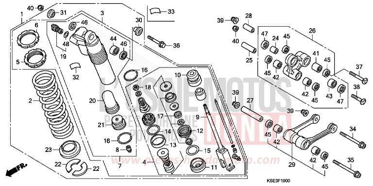 KISSEN, HINTEN von CRF150R "Big Wheels" EXTREME RED (R292) von 2008